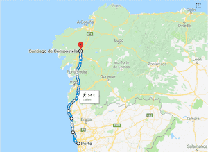 Camino Portugues Costa ruten